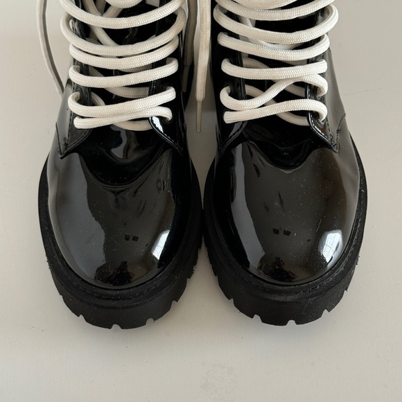 MOSCHINO Combat Lace Up Boots Logo Synthetic Patent Leather NEW Size 36 EU NEW - Picture 8 of 11